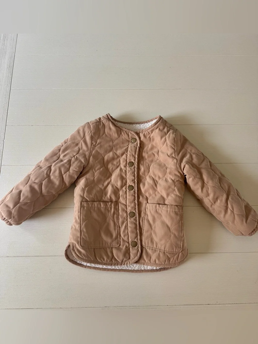 Old Navy Reversible Quilted Sherpa Jacket 3T | Tan Snap Front Coat